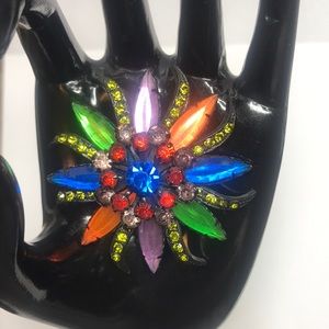 Selini Japanned Rhinestones Impressive Brooch Pin